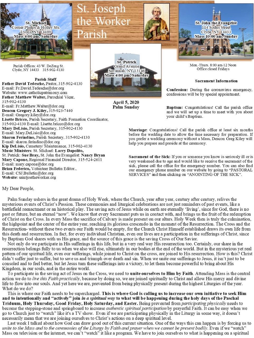 Bulletins st joseph the worker parish